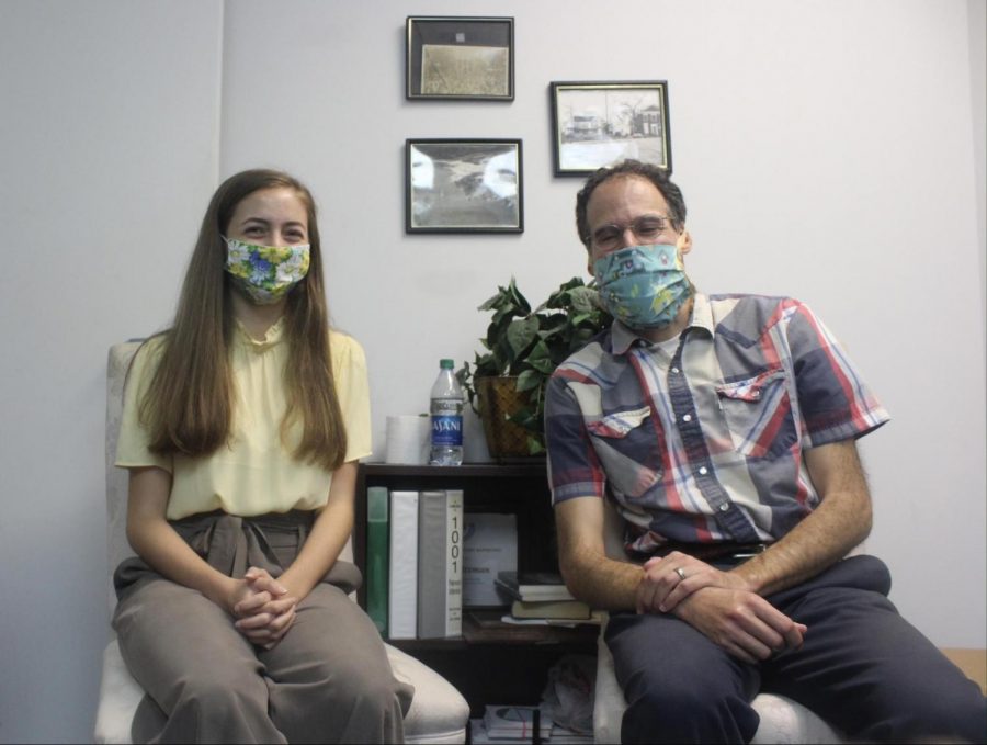 Senior intern Emily Eppard (left) with her mentor, editor David Holtzman (right) at The Central Virginian. 