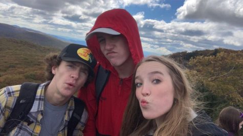 Kage Harlow takes a hike with his friends Ellen Rosson and Cullen Hamel  at Shenandoah National Park. 