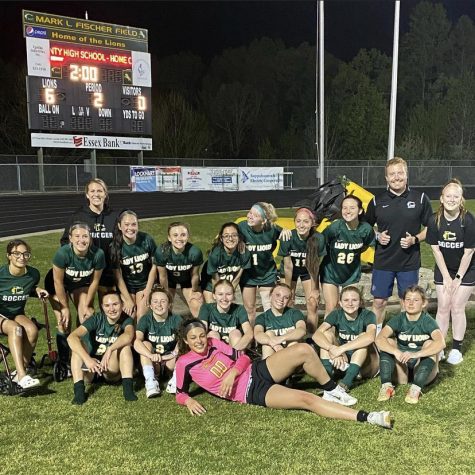 Girls Varsity Soccer poses after defeating Goochland 6-0.