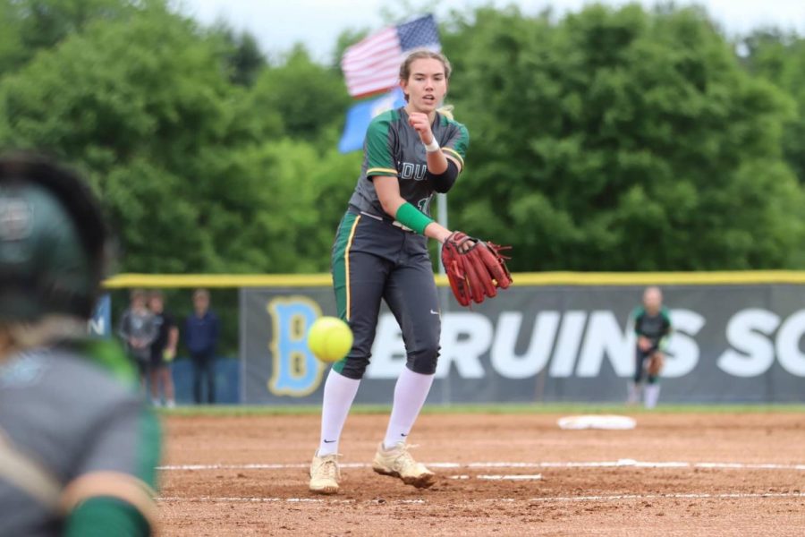 Gillespie pitching at playoff game against Blacksburg High School. 