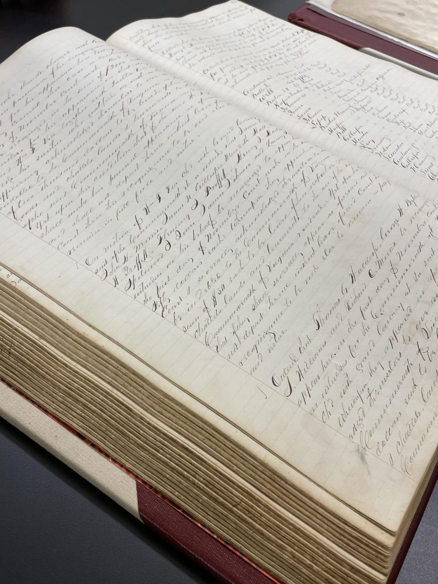 An original land deed that was handwritten, refurbished, and is now available for public viewing.