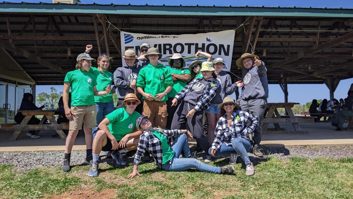 Some of the Envirothon team members gather and pose together at one of their competitions last year. 