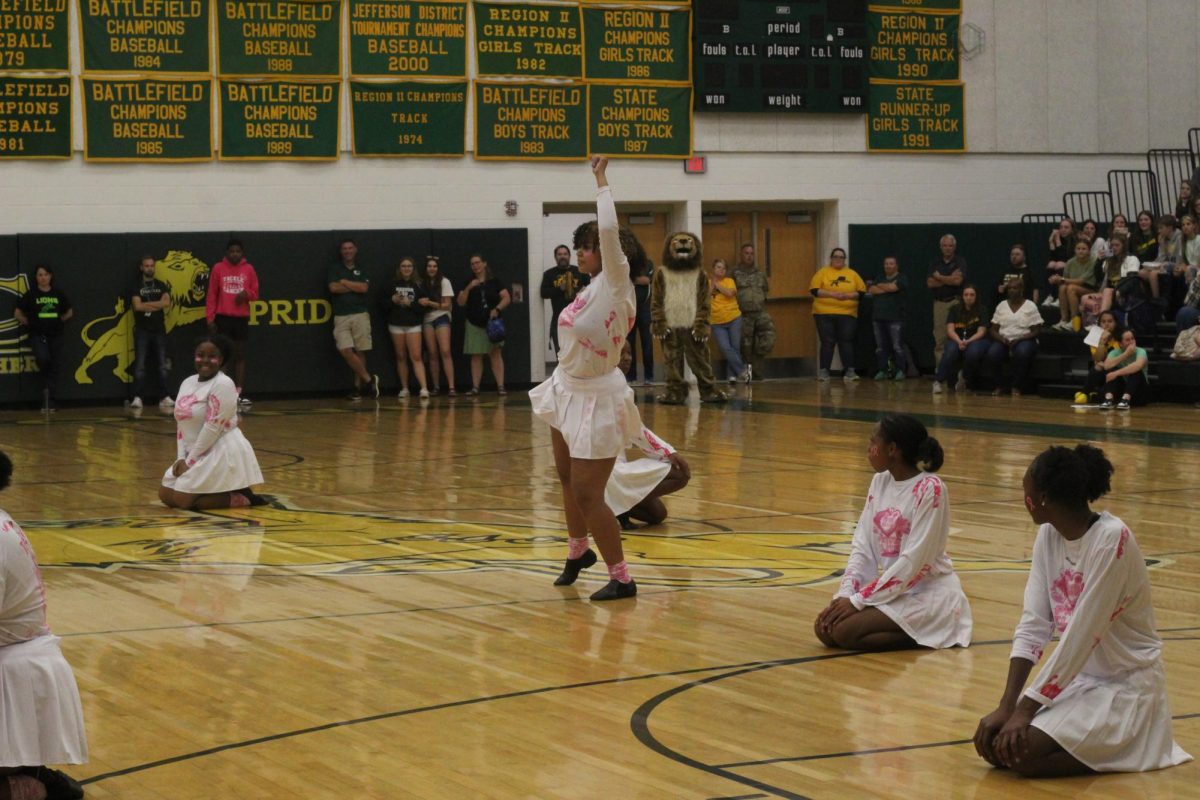 LC Pride Elite dancer and Sophomore Odessa Johnson dancing in the middle of the pep-rally. 