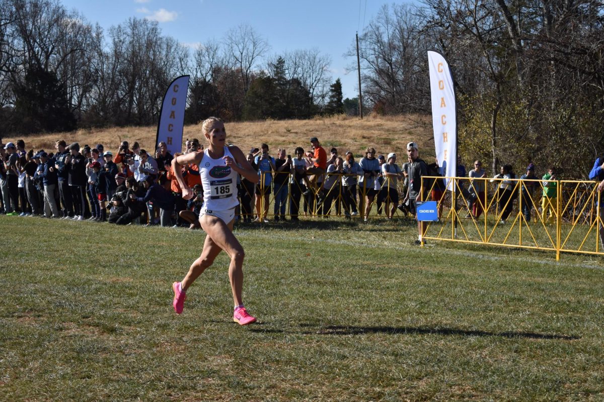 NCAA womans champion, Parker Valby, Junior from University of Florida, coming into the final stretch of the race.