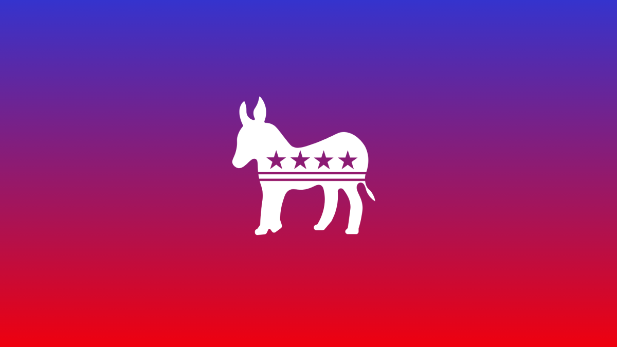 Image created on Canva by Sumner Armstrong, showing the  Democratic Parties emblem, a donkey, with colors associated with them, blue and red.