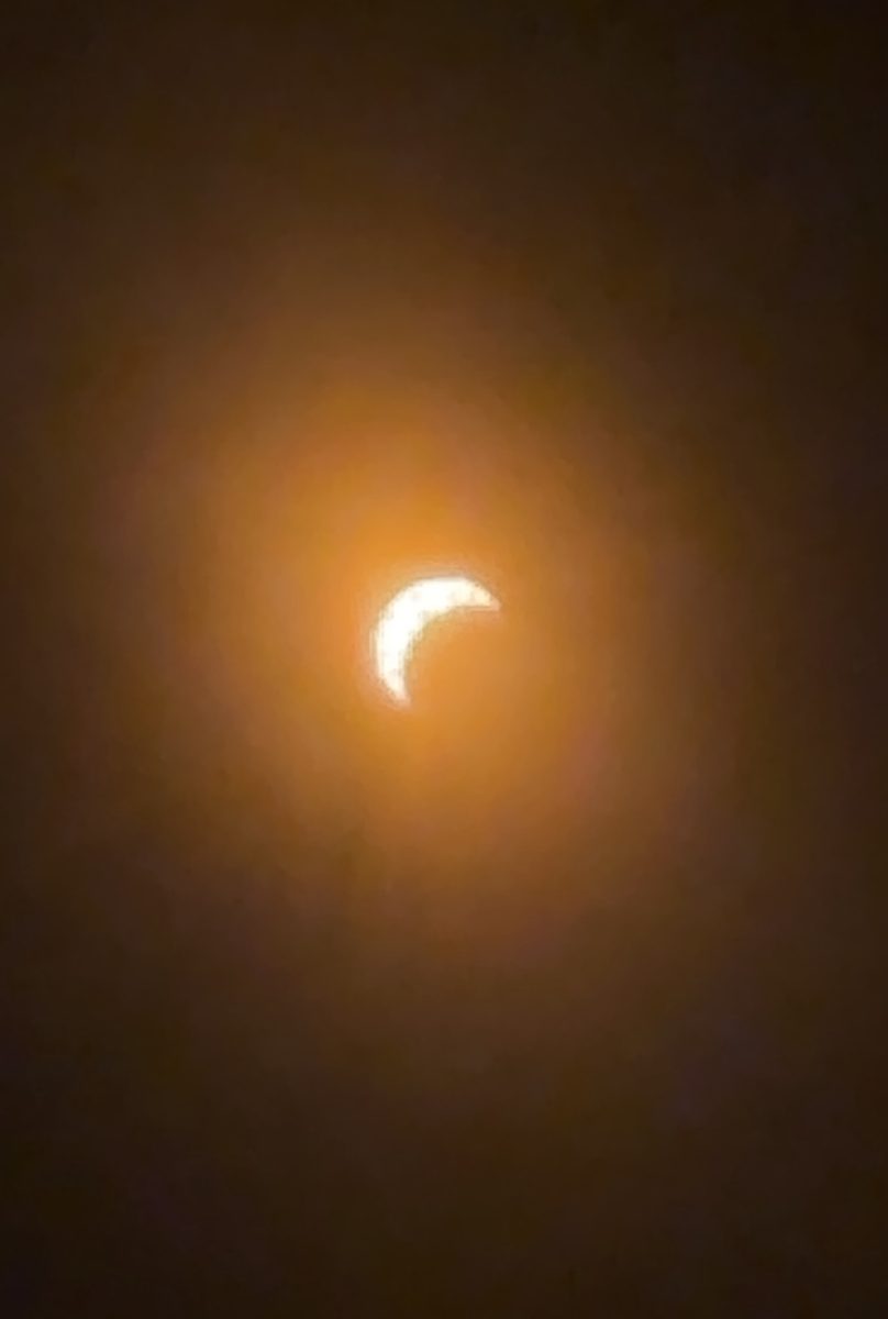 The eclipse when fully zoomed in with the solar glasses. 