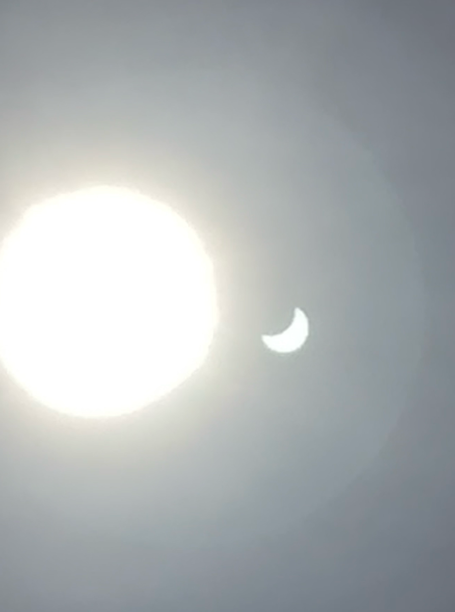 The solar eclipse when taken though a phone without the protective glasses