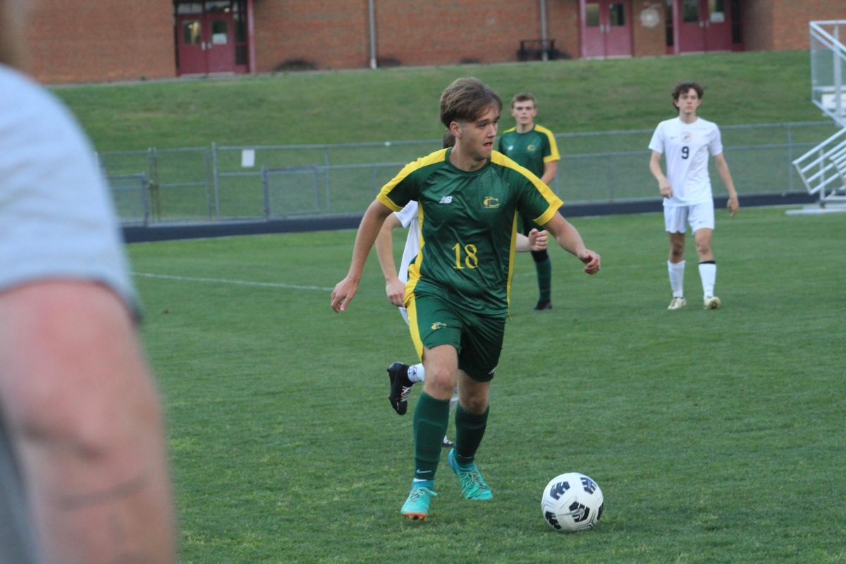 Dylan Meritt bringing the ball up the wing to start an attack