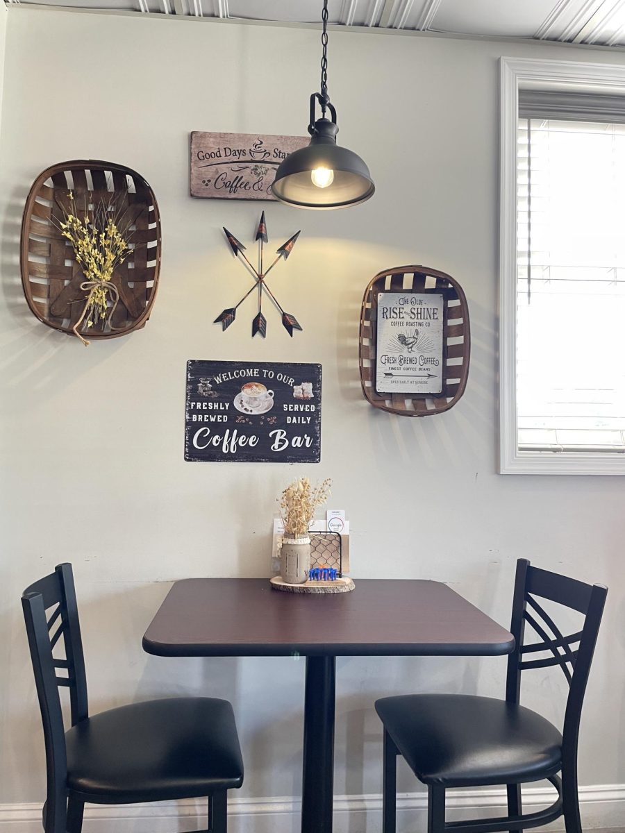 The decorated walls inside Bethel Brews adds a cozy feel for the customers. 