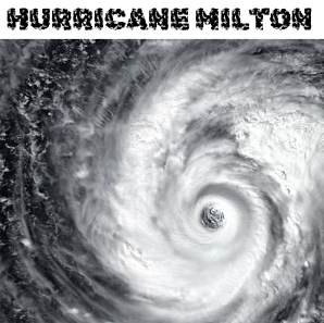 Canva poster of a hurricane as it builds over the ocean to represent Milton's creation.