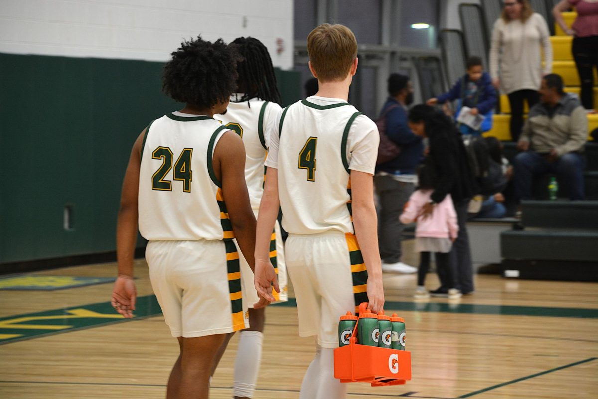 Tobiah Jarvis and Joseph Jackson head back to the sideline after the half.