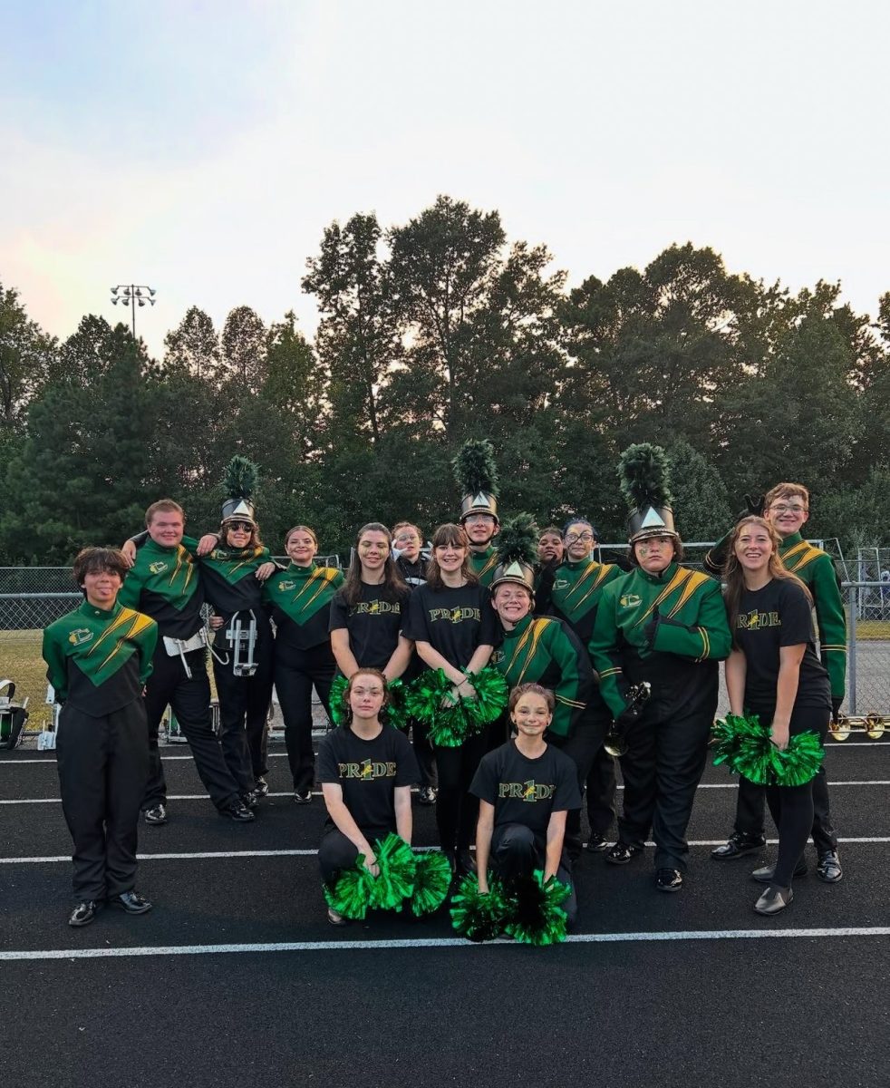 The ensemble before performing at a home football game. (Courtesy of Elizabeth Racette.) 
