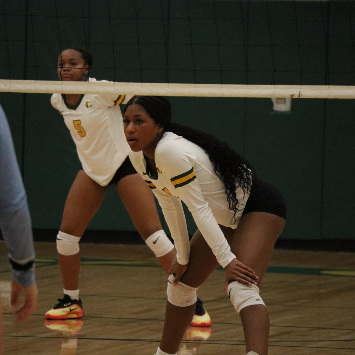 Williams prepares for the next serve during the second set of the game.