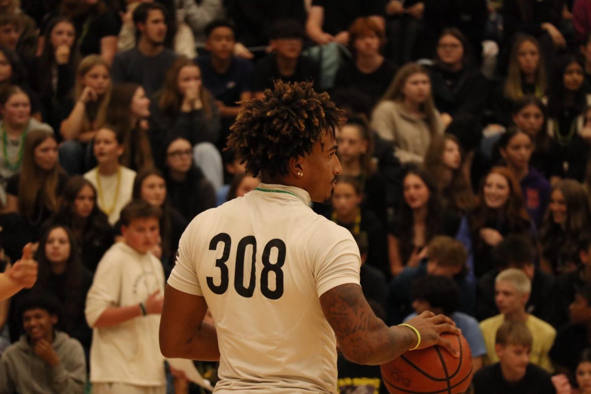 Senior Dyzier Carter wins the knock out game against his fellow teammates.