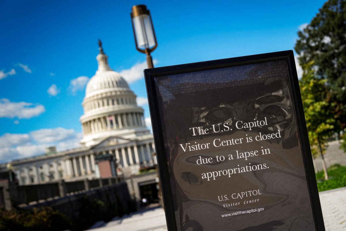A sign, indicating that the U.S. Capitol is closed for tours, stands weeks into the continuing U.S. government shutdown in Washington, D.C., U.S., October 20, 2025. 