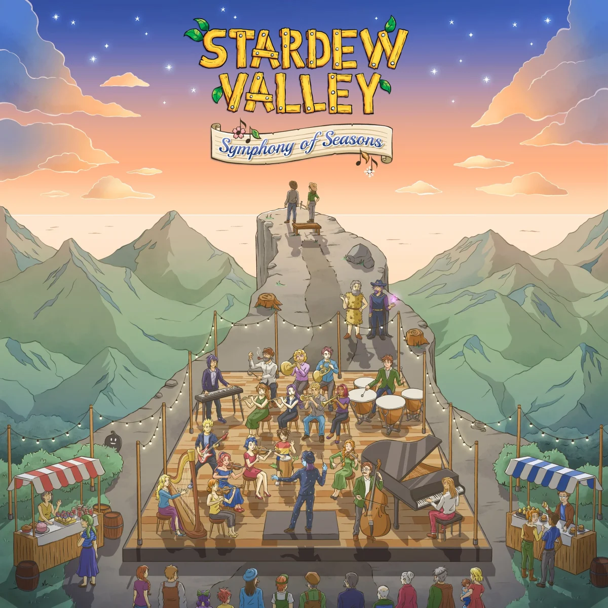 Poster for "Stardew Valley Symphony of Seasons." Festival of Seasons and Symphony of Seasons tour artwork by Irene Sales.