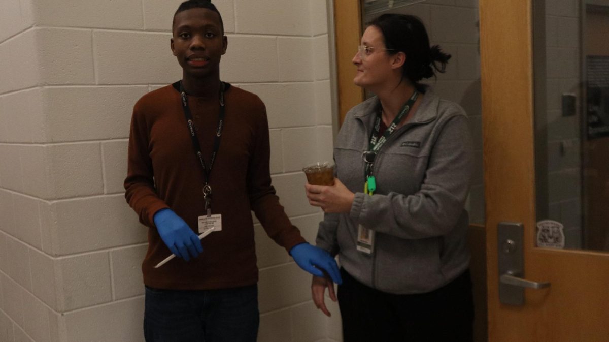  Young giving Ms. Perry her tea to start her morning.