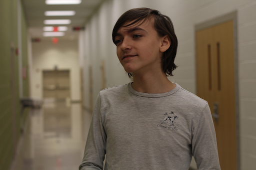 Nicholas Schoening right before he joked about wanting to be "even more bald."