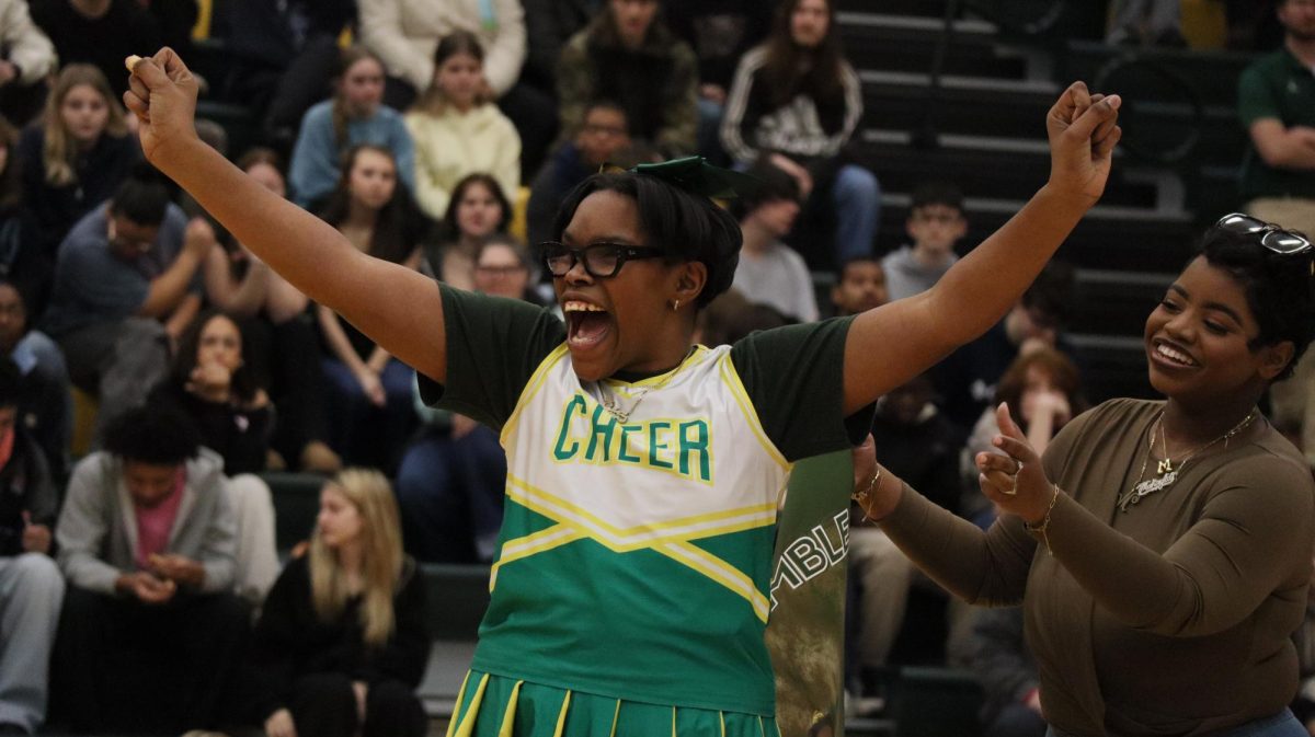 Gamble celebrates with the crowd after having her name announced for senior recognition. 