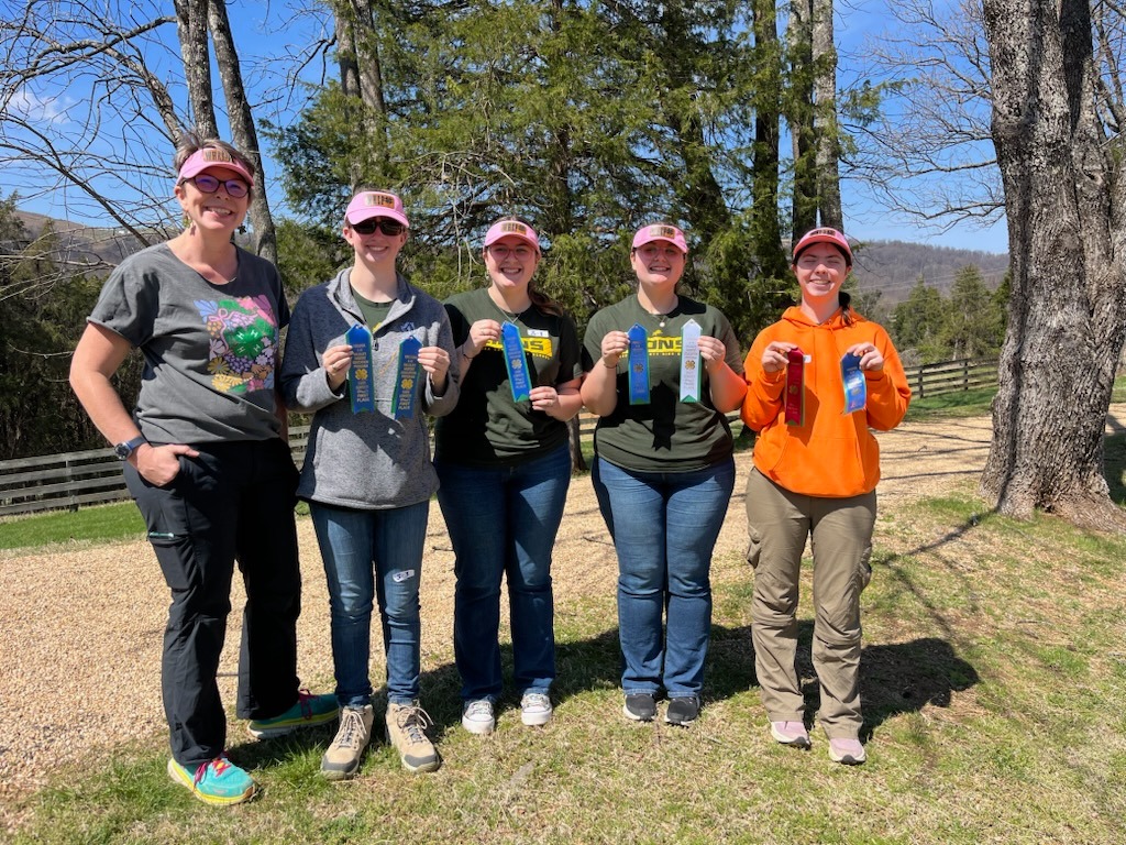 The team of Lillian Hawley, Audrey Ryan, Sophie Ryan, and Ashlynn Shroyer placed first in the Wildlife Habitat Education Program state competition. (Photo courtesy of Kimberlee Jancaitis Martinak)